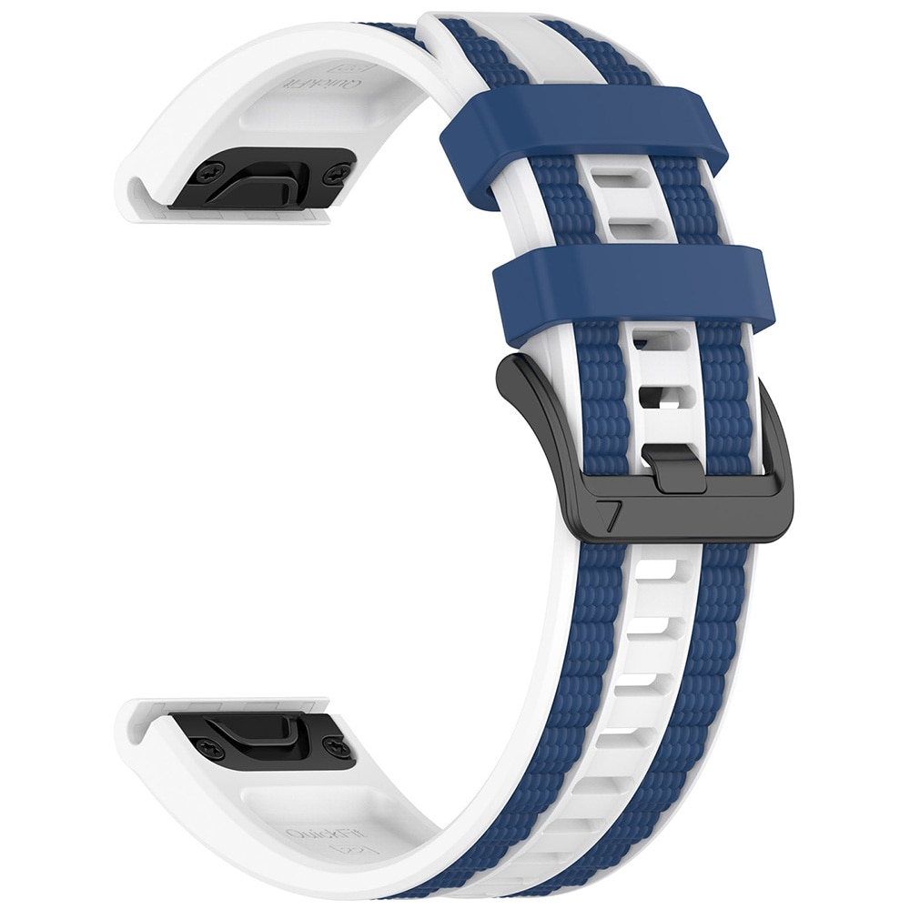 Silikonarmbånd til Garmin Fenix 8/7X Pro (22 mm) – Hvit/Blå / Armbånd / Armbånd til smartklokker