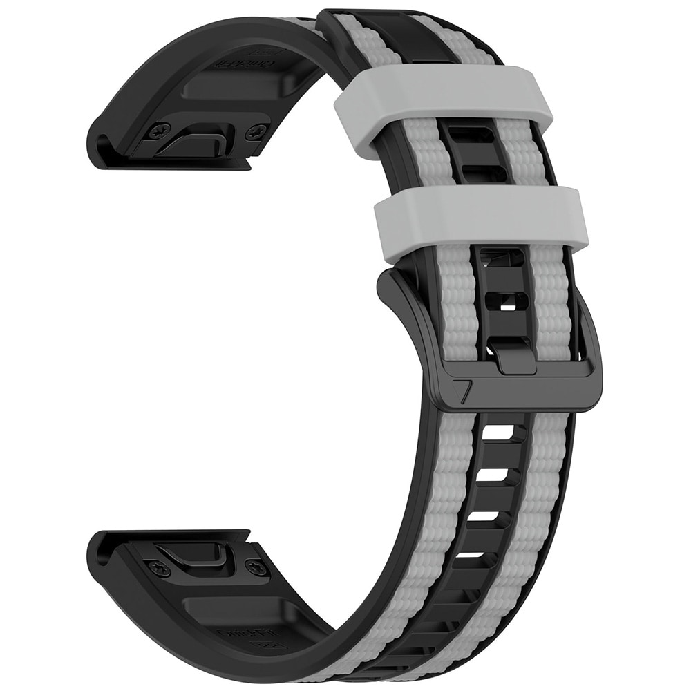 Silikonarmbånd til Garmin Fenix 8/7X Pro (26 mm) – Svart/Grå / Armbånd / Armbånd til smartklokker
