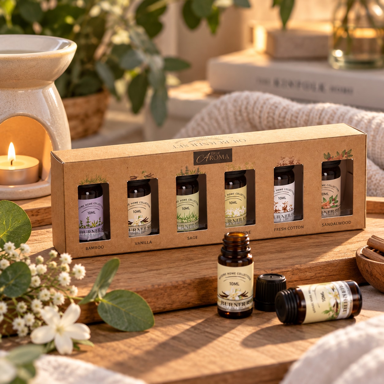 Duftoljer 6 stk / sett med 10 ml aromaoljer i glassflasker for romduft
