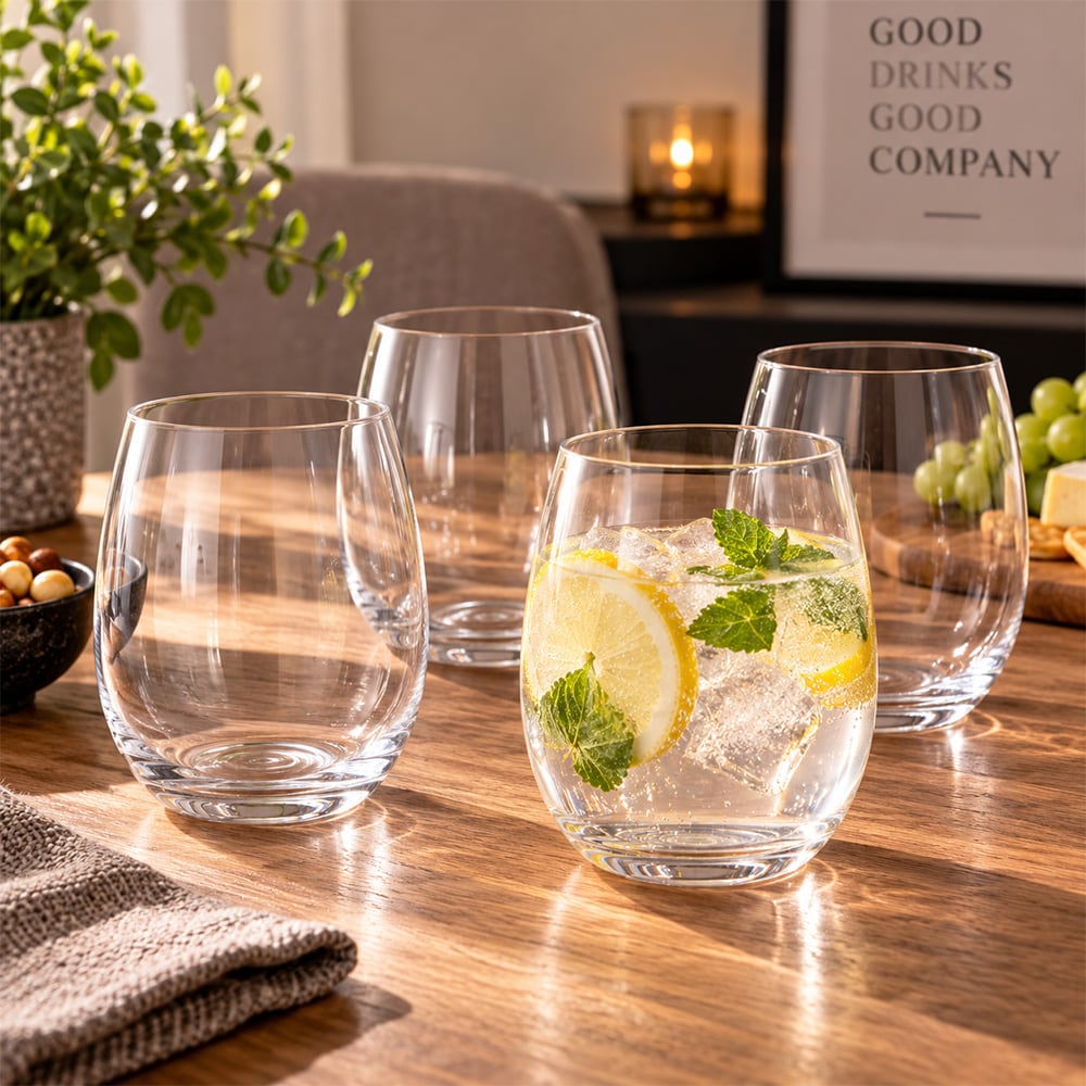 Drikkeglass 4 stk / vannglass 390 ml i klart glass