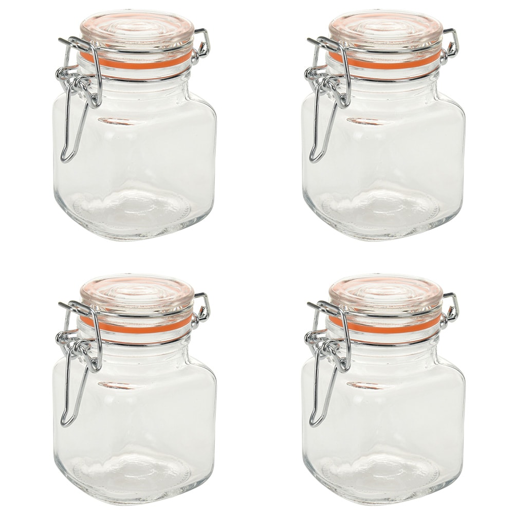 Glasskrukker 4 stk / krydderglass 90 ml med bøylelokk