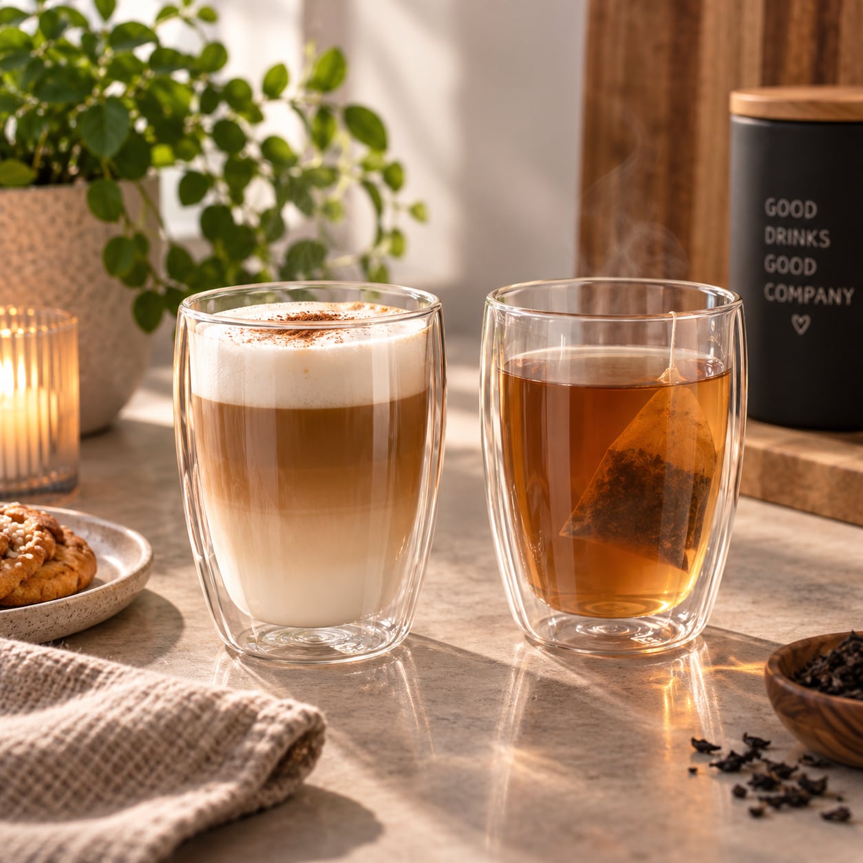 Kaffeglass med doble vegger 2 stk / latteglass / termoglass 350 ml til varme drikker