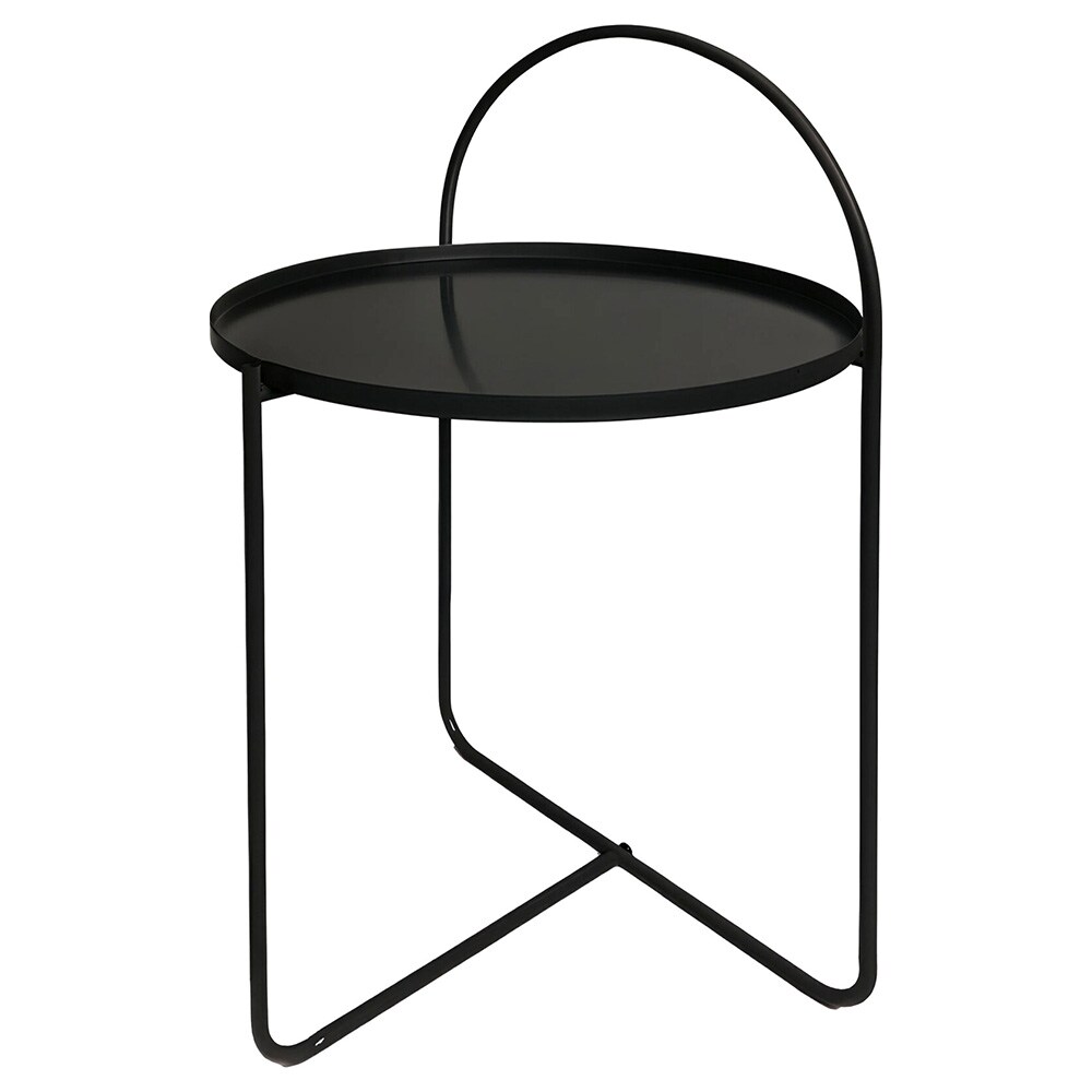 Sidebord i metall, buet utforming, 40 x 40 x 65 cm – Svart / Hjelpebord / Metallbord