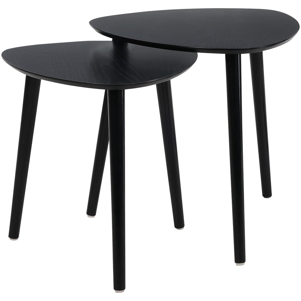 Sidebord, 2-pakning i furu og MDF – Svart / Hjelpebord / Sofa-bord
