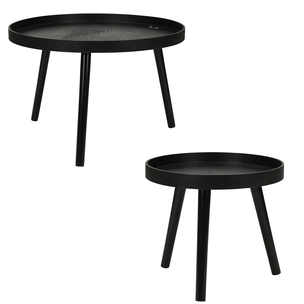 Runde sidebord med tre ben, 2-pakning – Svart / Hjelpebord / Sofa-bord