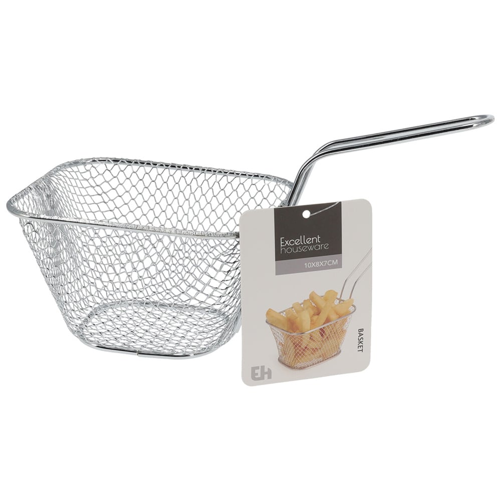 Kurv i forkrommet metalltråd, 10 x 8,5 x 6,5 cm, 4-pakning / Pommes-kurver / Serveringskurver