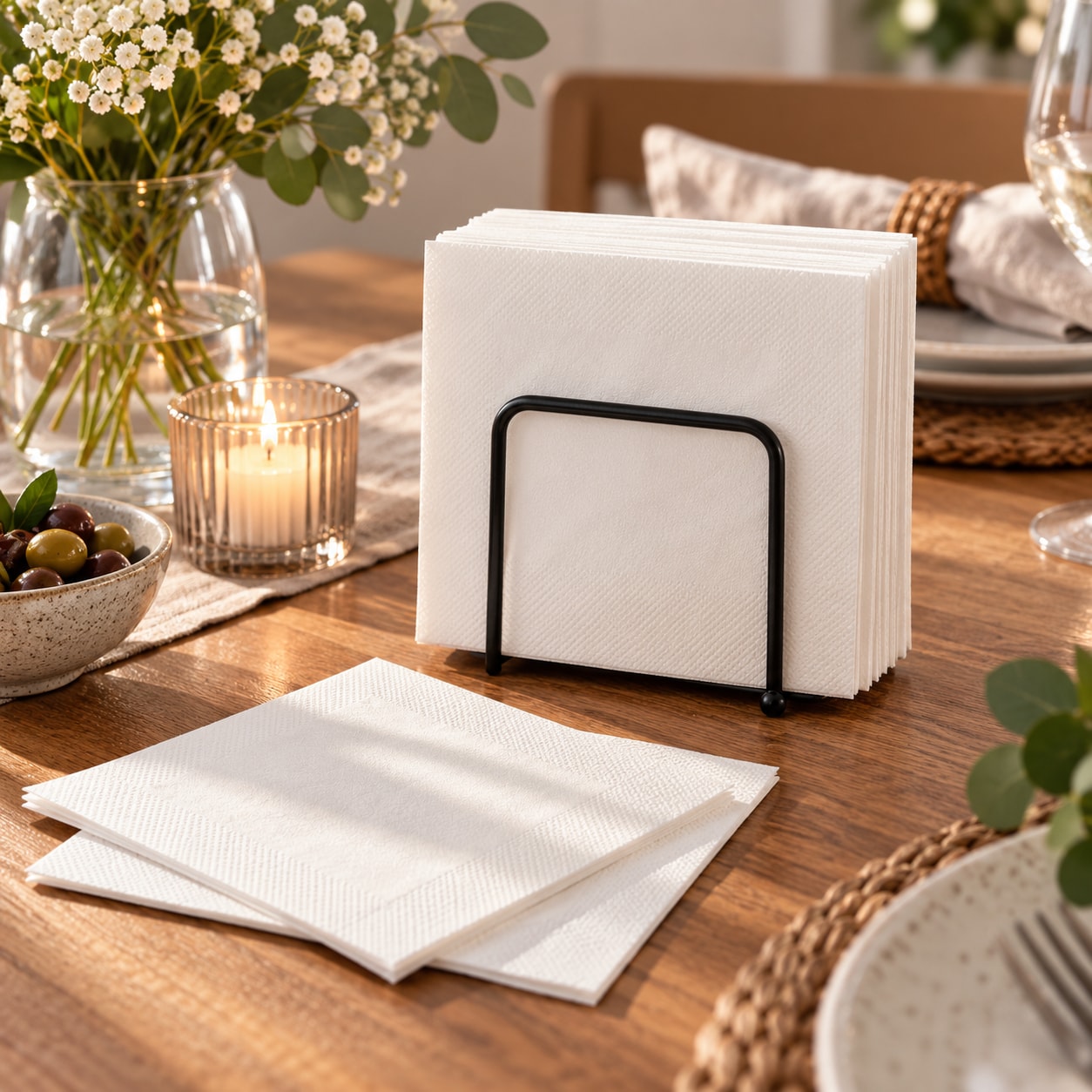 Paperservietter 33 x 33 cm, 2 x 40-pakning – Hvit / Papirservietter / Servietter til borddekking