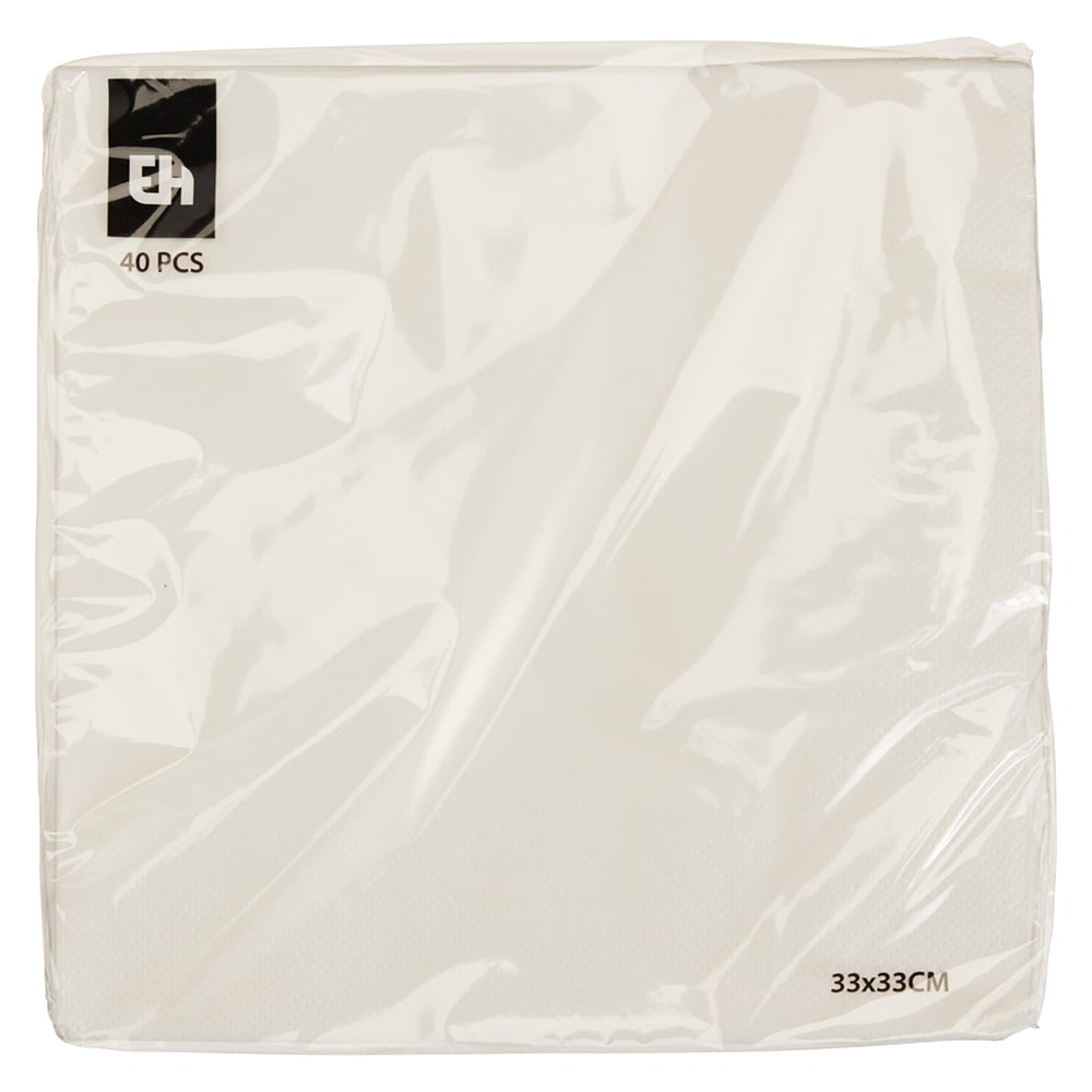 Paperservietter 33 x 33 cm, 2 x 40-pakning – Hvit / Papirservietter / Servietter til borddekking