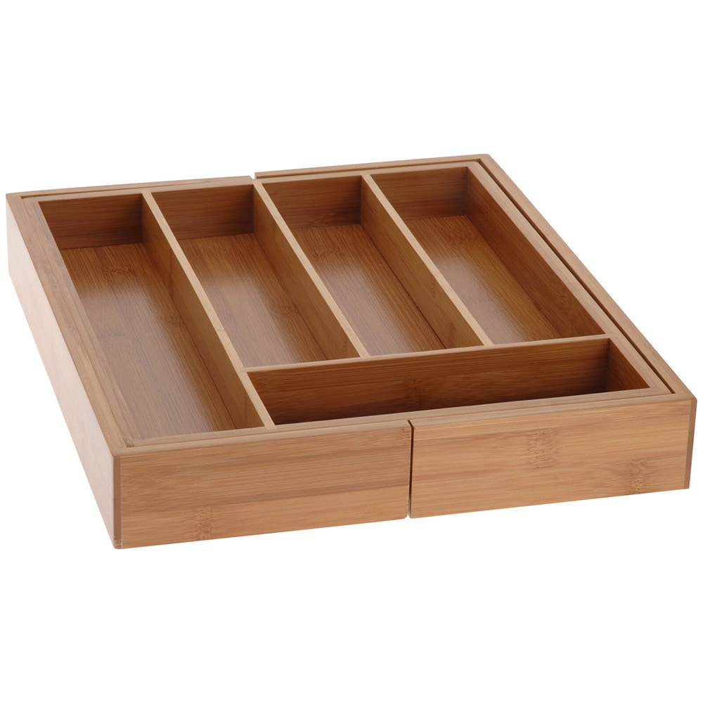 Uttrekkbar bestikkinnsats i bambus, 34 x 28–45 cm / Bestikkskuff / Innsats til bestikkskuff