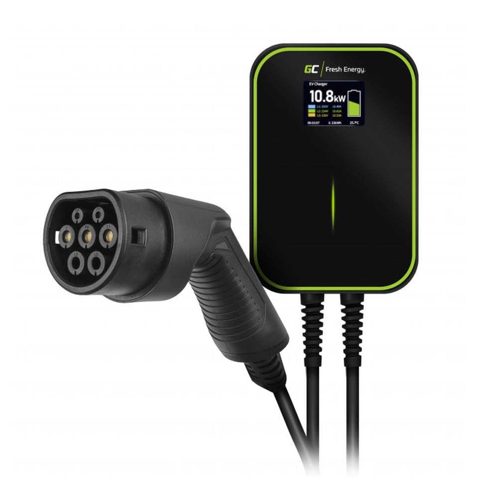 Green Cell Laddbox 22 kW 32 A med Type 2-kabel 6 m / Wallbox-lader / Elbil-lader med Type 2