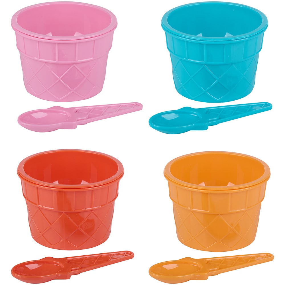 Glassbeholdere, 8 deler, 212 ml / Glassserveringssett med skjeer / Alpina dessertsett
