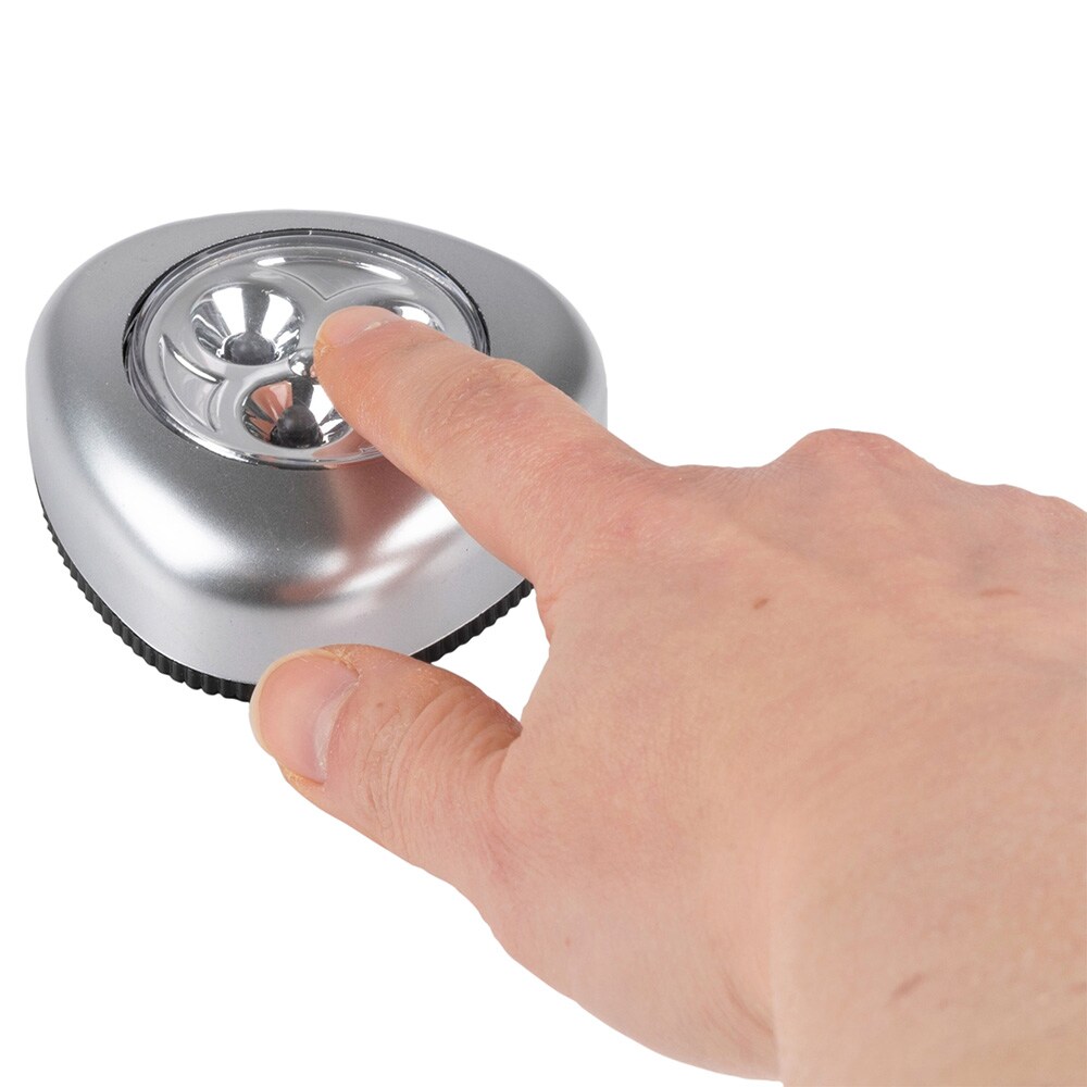 Batteridrevne LED-spotlights, Ø70 mm, 5-pakning / Trykklamper / Selvklebende LED-lamper