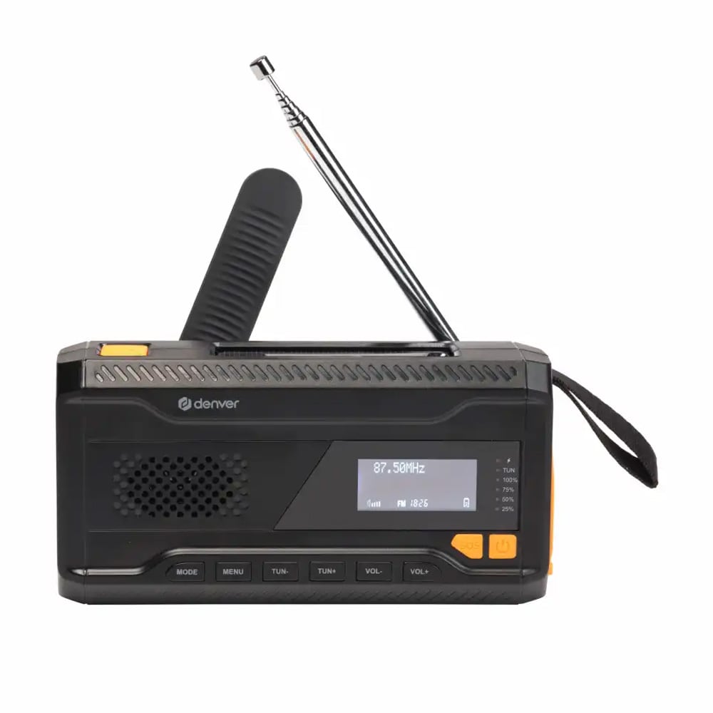 Denver SCD-2033 beredskapsradio / DAB+-radio med solcelle og håndsveiv