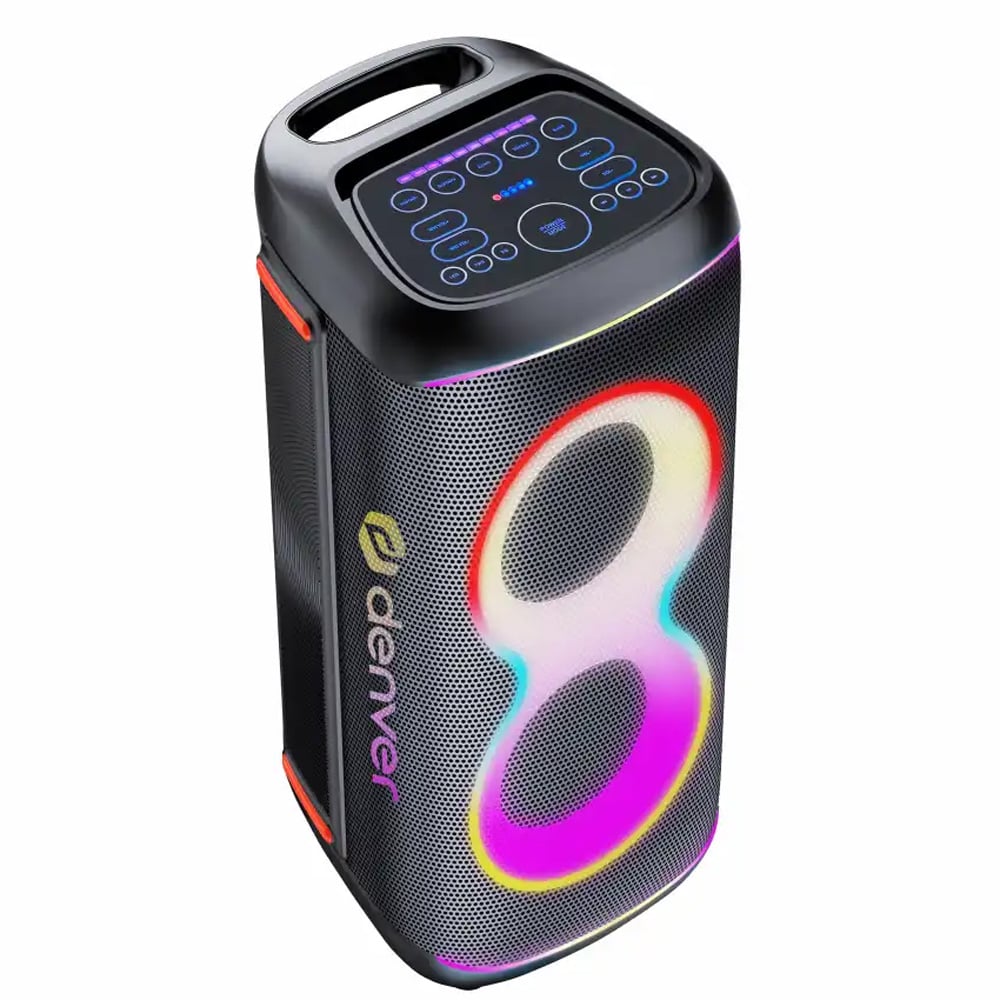 Denver BPS-370 høyttaler med mikrofon og LED / Bluetooth-høyttaler / karaokehøyttaler 100 W RMS