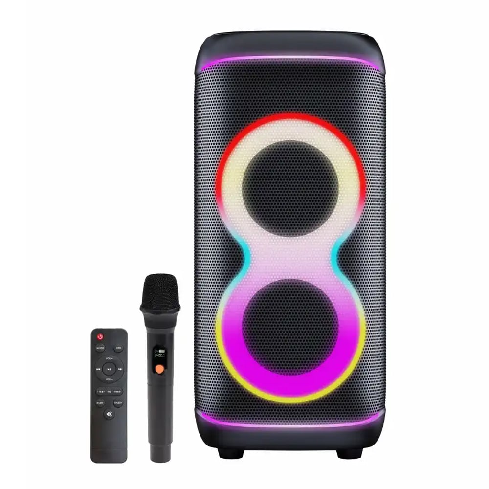 Denver BPS-370 festhøyttaler med mikrofon og LED / Bluetooth-høyttaler / karaokehøyttaler
