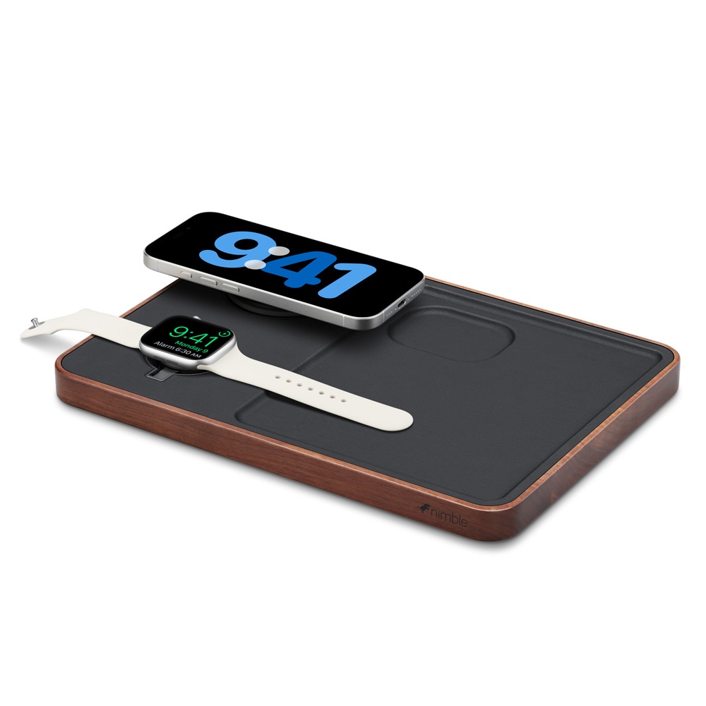 Nimble Valet 3-i-1 trådløs ladestasjon / Qi2-lader for mobil, Apple Watch og AirPods – Svart