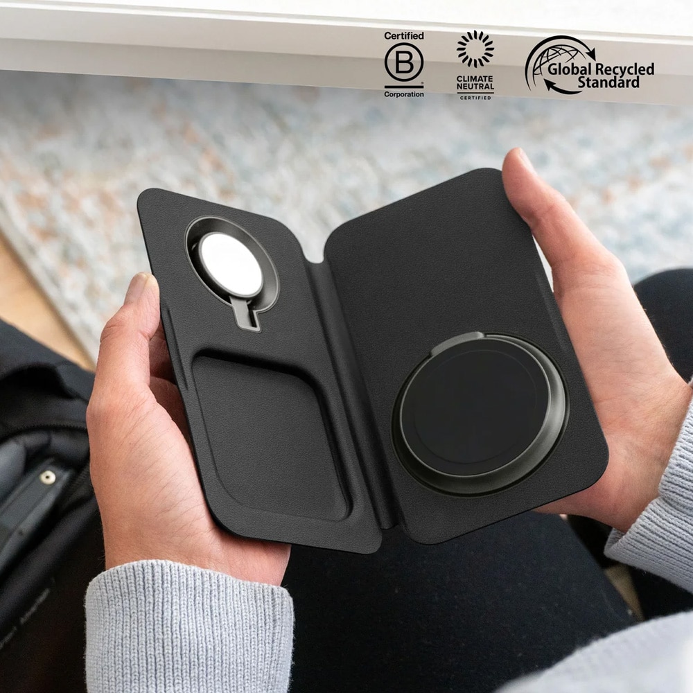 Nimble Fold 3-i-1 trådløs ladestasjon / Qi2-lader for iPhone, Apple Watch og AirPods – Svart