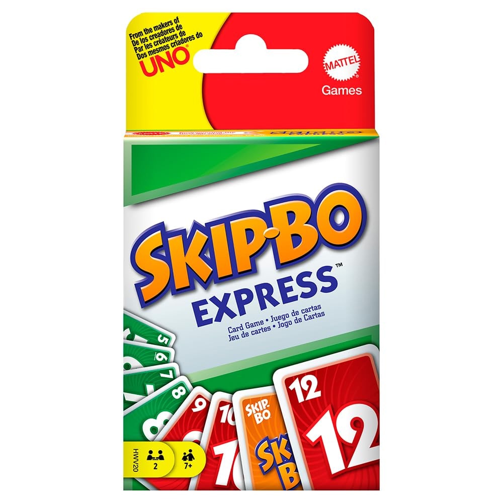 Uno Skipbo Express kortspill / Skip-Bo-hurtigspill for to / Reisekortspill med stigende sekvenser