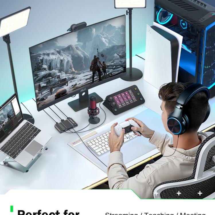 Lemorele AC09 videoopptakskort 4K / opptakskort for video / capture card 1080p 60 fps – Svart