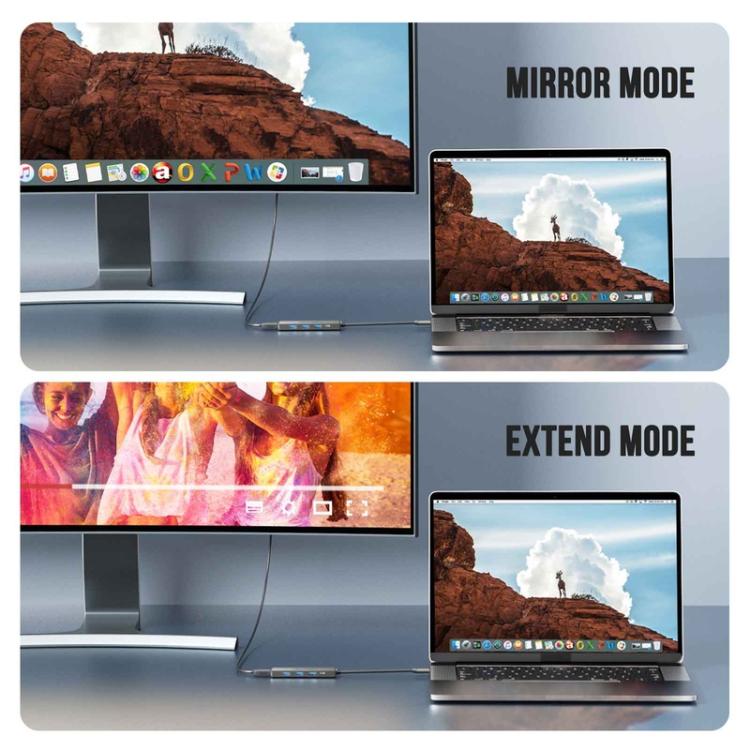 Lemorele TC22L 5-i-1 USB-C-dokkingstasjon / USB-C-hub med 4K HDMI, Gigabit Ethernet og 100 W PD-lading