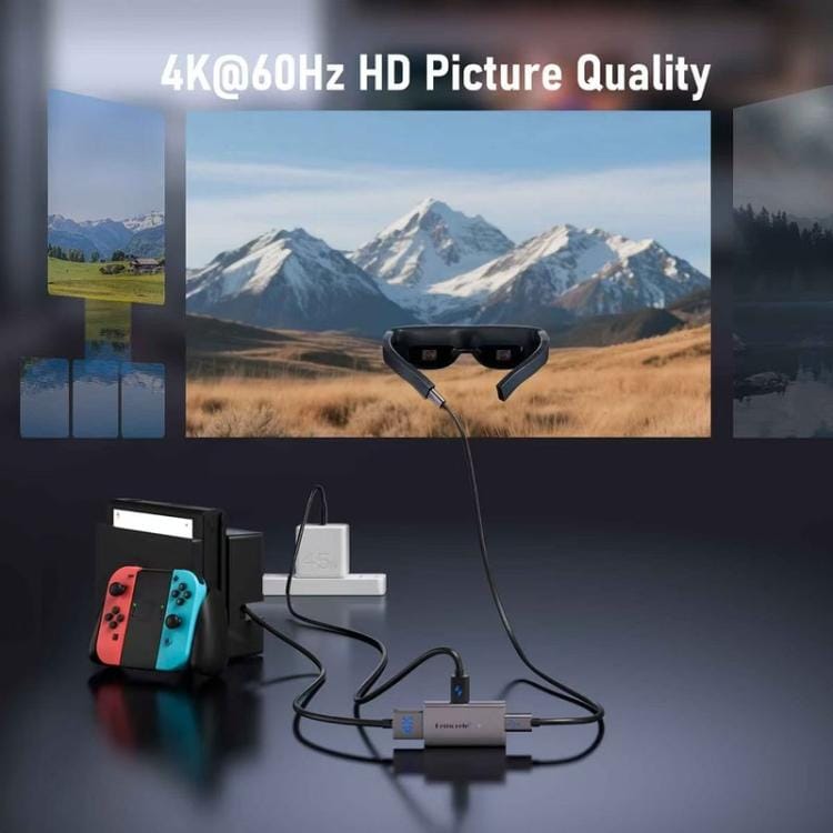 Lemorele LD48L USB-C-hub / dokkingstasjon med 4K HDMI, PD-lading, USB og SD/TF-kortleser