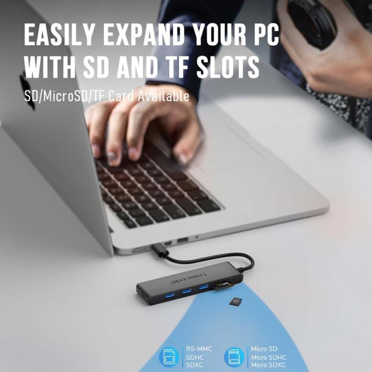 Lemorele TC23L 6-i-1 USB-C-dokkingstasjon / USB-C-hub med 4K HDMI, Gigabit Ethernet og 100 W PD-lading