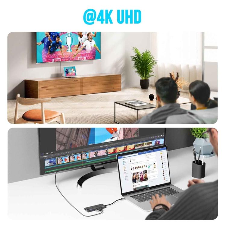 Lemorele TC24L 5-i-1 USB-C-dokkingstasjon / USB-C-hub med 4K HDMI, USB 3.0, USB 2.0 og 100 W PD