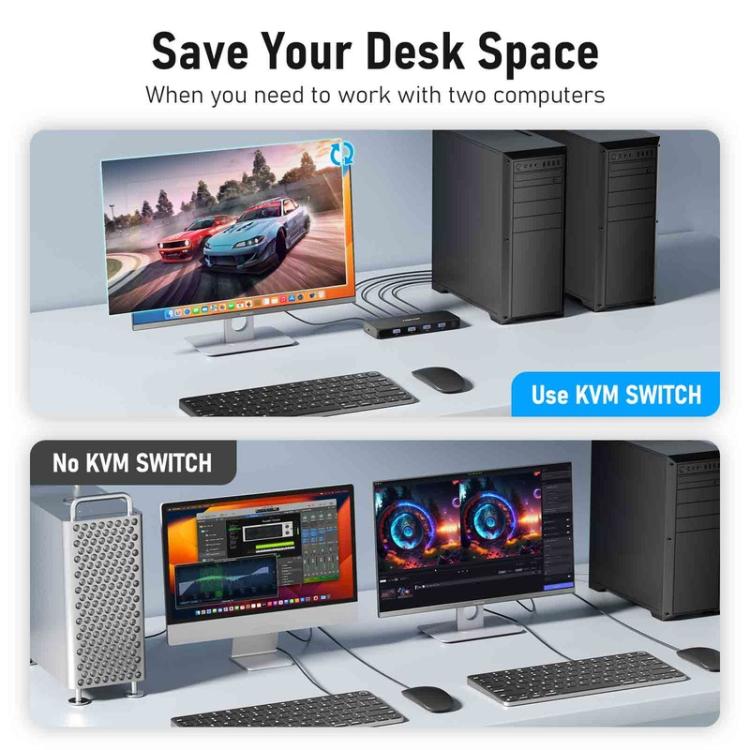 Lemorele KVM-switch G98 for deling av skjerm, tastatur og mus / KVM-switch / Dataswitch