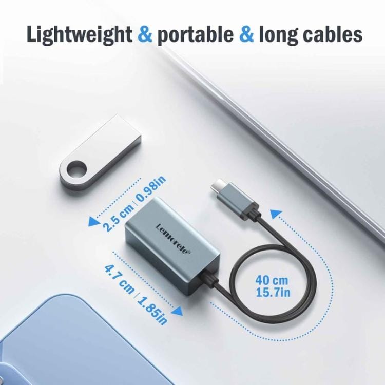 Lemorele USB-C-hub TC48 med to HDMI-porter og Gigabit Ethernet / USB-C-dokkingstasjon / HDMI-adapter