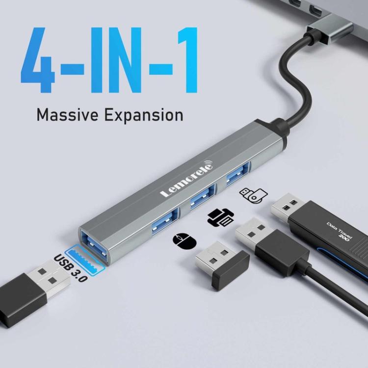 Lemorele USB-C-hub TC53 med 4 USB-porter / USB-portreplikator / USB-C-fordeler