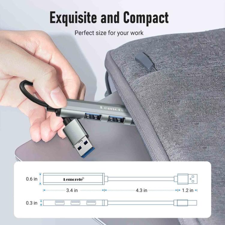 Lemorele USB-C-hub TC53 med 4 USB-porter / USB-portreplikator / USB-C-fordeler