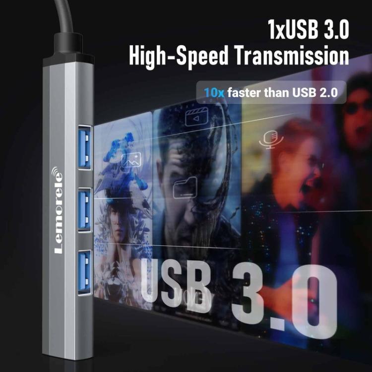 Lemorele USB-C-hub TC53 med 4 USB-porter / USB-portreplikator / USB-C-fordeler