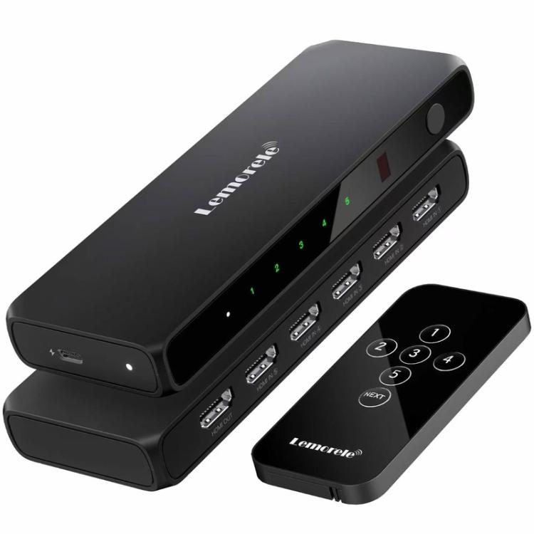 Lemorele HDMI-switch G96 5-inn-1-ut 4K med fjernkontroll / HDMI-switch / 5-ports switch