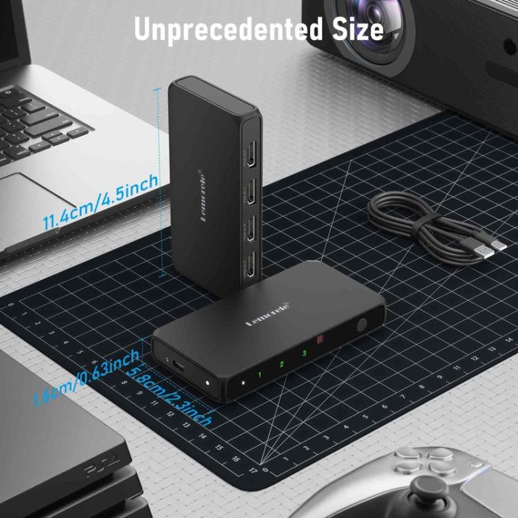 Lemorele HDMI-switch G99 3-in/1-ut 4K 60 Hz med fjernkontroll / HDMI-switch / 3-ports switch