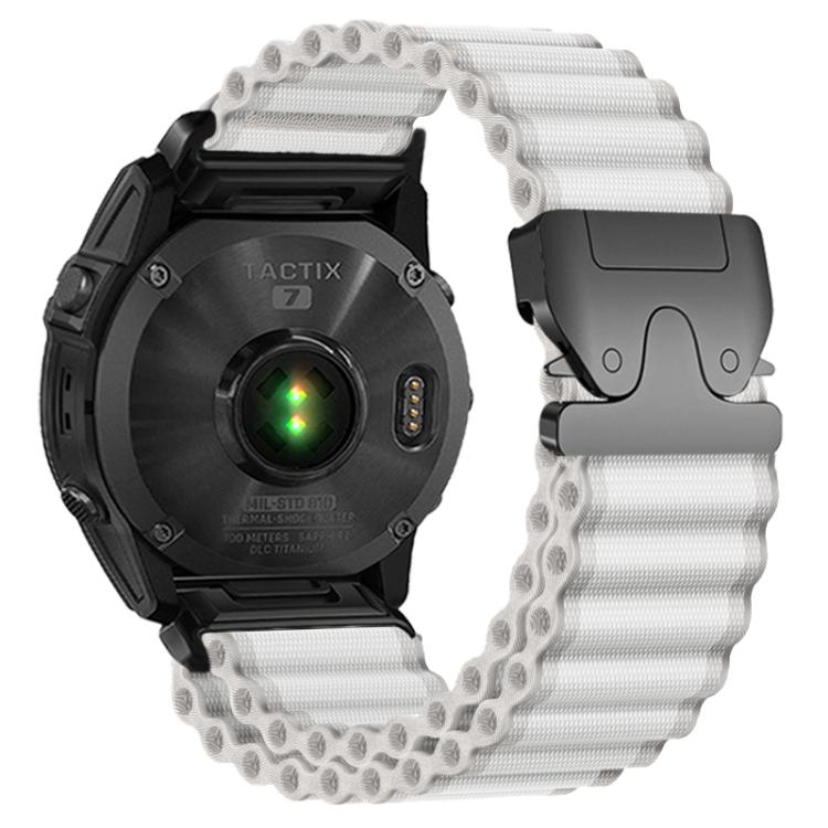 Nylonarmbånd til Garmin, 26 mm – Hvit–Svart – Garmin-armbånd – 26 mm armbånd