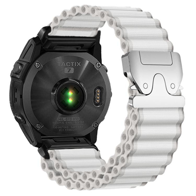 Nylonarmbånd til Garmin, 26 mm – Hvit–Sølv – Garmin-armbånd – 26 mm armbånd