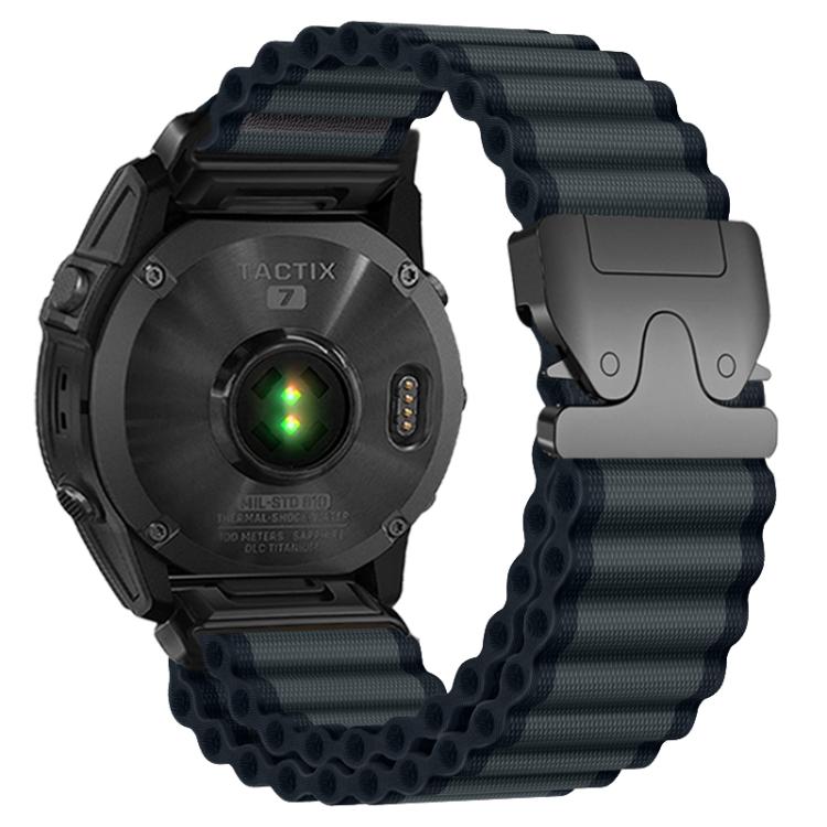 Nylonarmbånd til Garmin, 26 mm – Mørkegrå–Svart – Garmin-armbånd – 26 mm armbånd