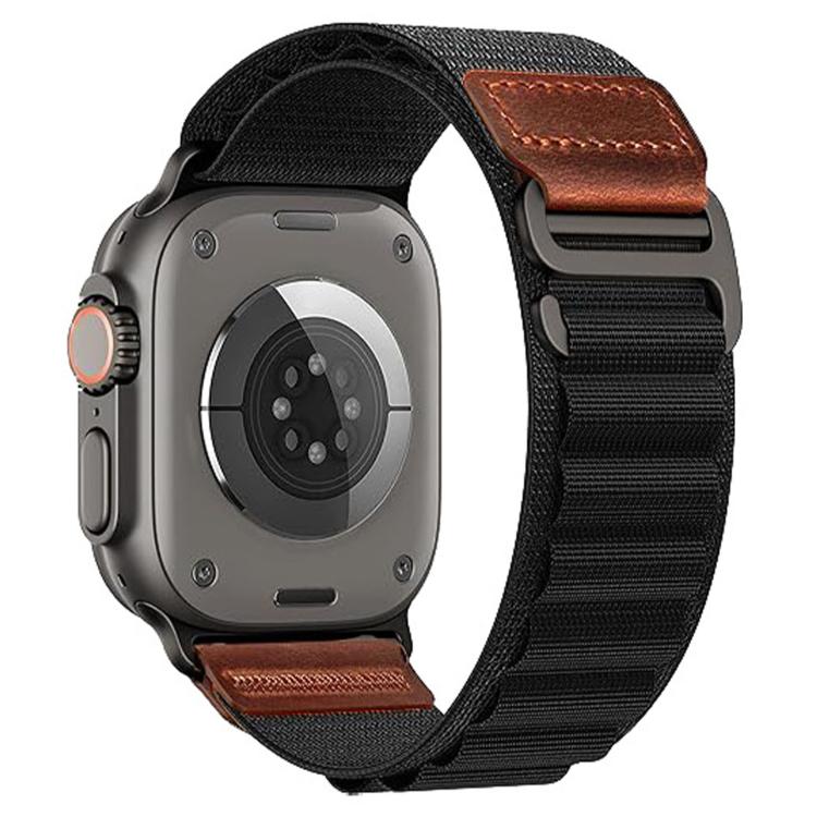 Nylonarmbånd til Apple Watch 44/45/46/49 mm – Svart / Alpina Loop / Nylonarmbånd