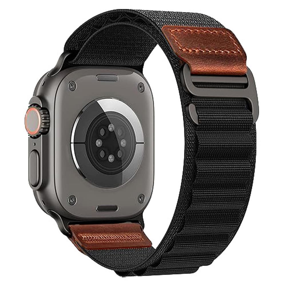 Nylonarmbånd til Apple Watch 38, 40, 41 og 42 mm – Svart – Alpina Loop – Nylonarmbånd