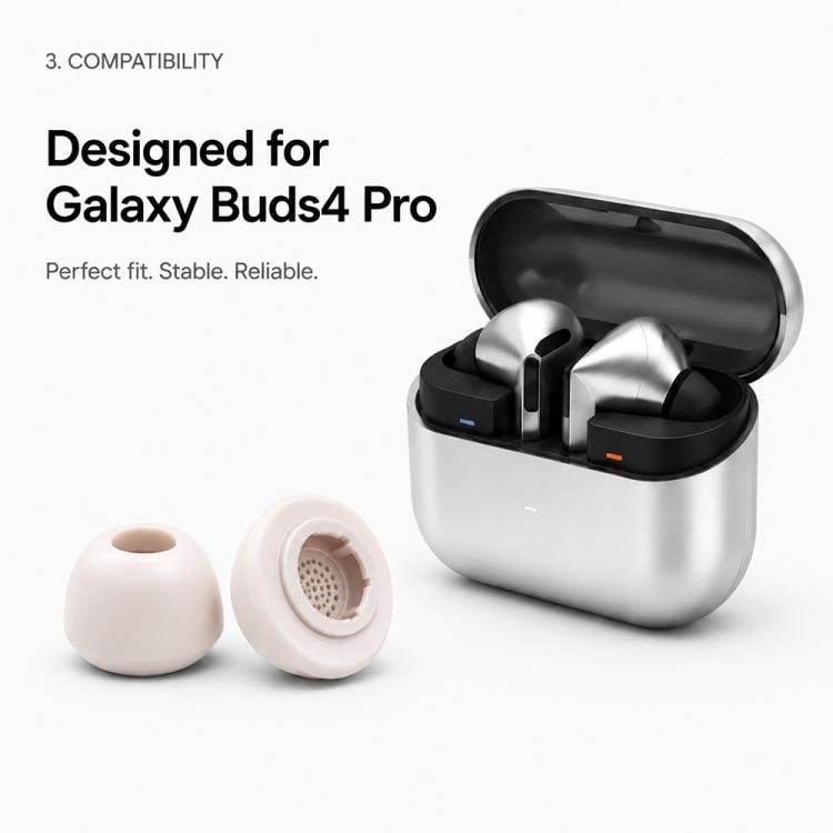 Silikonørepropper, 3 par med oppbevaringseske til Galaxy Buds3/Buds4 Pro – Dustrosa / Ørepropper