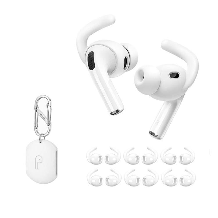 Silikon-sportskåler, 6 par med oppbevaringseske til AirPods Pro 3 – Hvit / Sportskåler / Skåler
