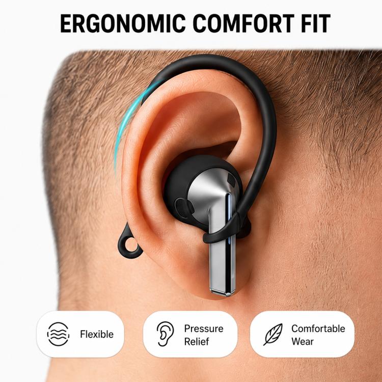 Sportssett med ørekroker og skli-sikkert bånd til Galaxy Buds3 Pro – Svart / Øresett / Sportssett