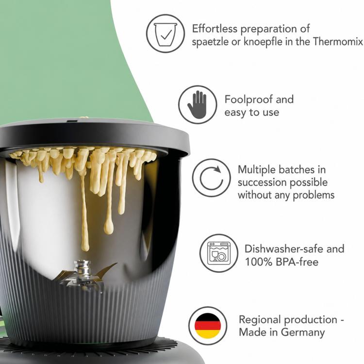 Perforert silelokk til Thermomix TM7 – Svart / Avløpslokk til kjøkkenmaskin / Filterlokk