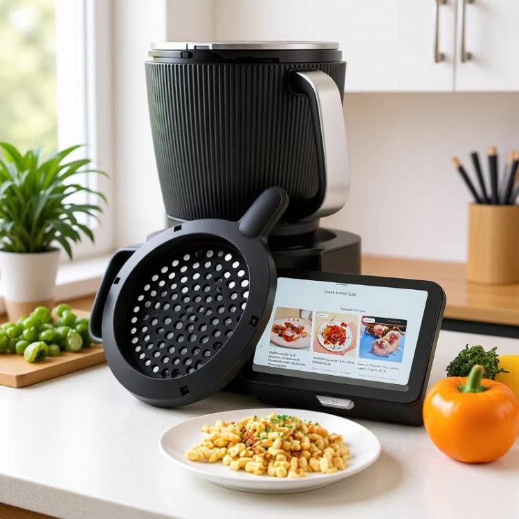 Perforert silelokk til Thermomix TM7 – Svart / Avløpslokk til kjøkkenmaskin / Filterlokk