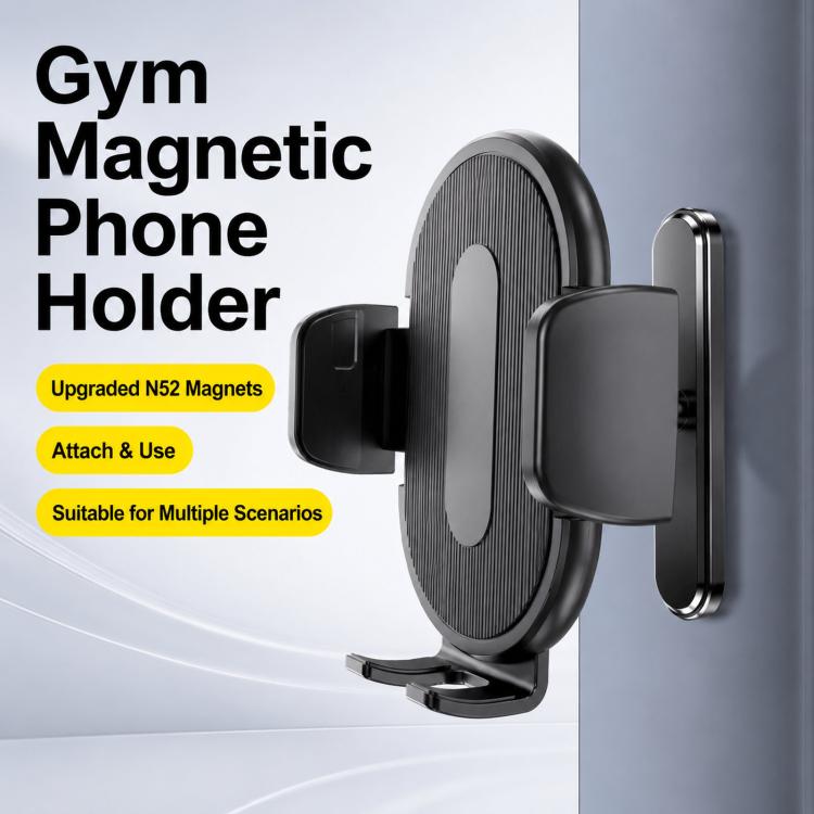 Magnetisk mobilholder med klemme til trening / Mobilholder til treningsstudio / Mobilholder til sport