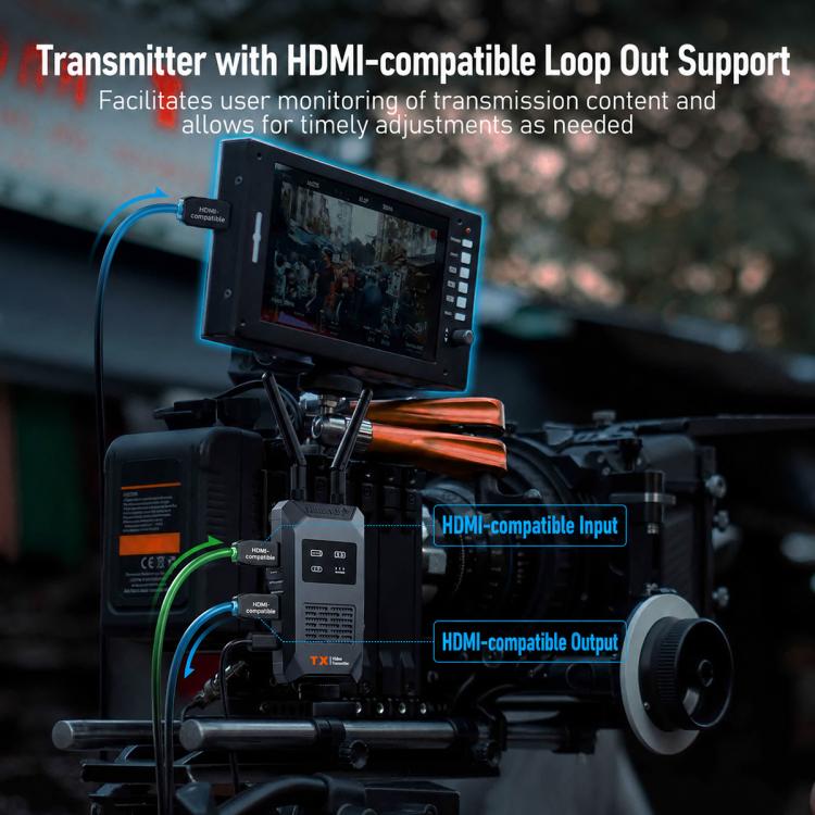Lemorele R1100 trådløs HDMI-sender / 1080p videosender opptil 200 m rekkevidde og HDMI loop out