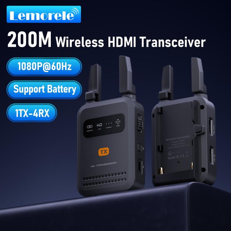 Lemorele R5000 trådløs HDMI-sender / 1080p videosender med HDMI loop out og opptil 200 m rekkevidde