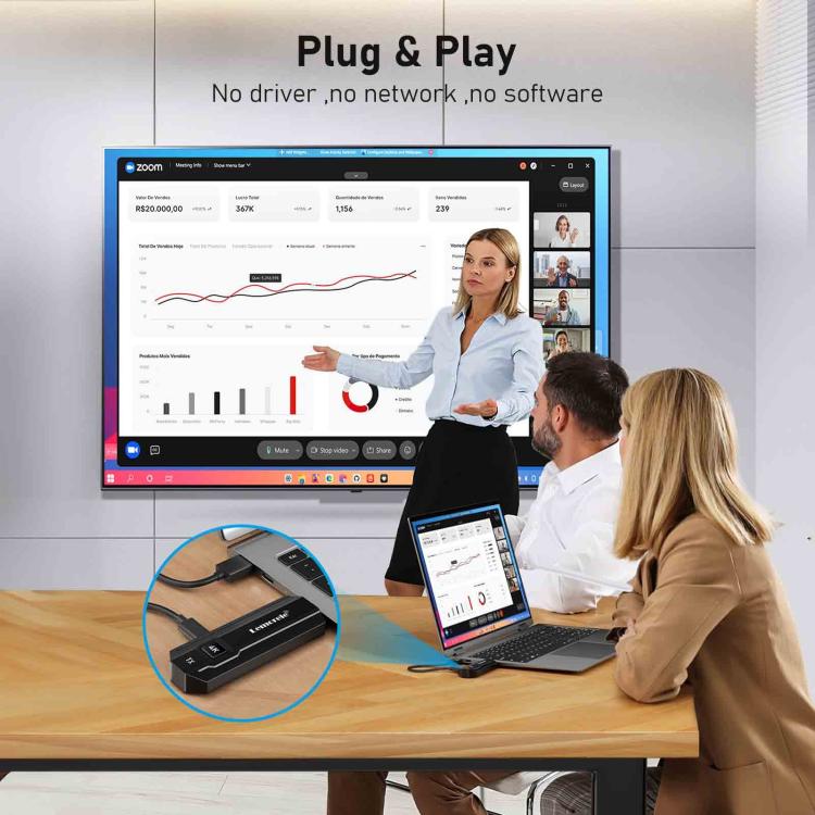 Lemorele P50 trådløst HDMI-presentasjonssett / 4K presentasjonssystem med 8 sendere