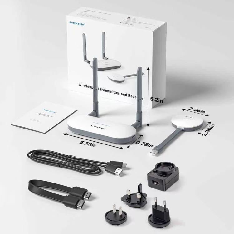 Lemorele G60 trådløst USB-A presentasjonssett / 1080p sender og mottaker med HDMI, VGA og lydutgang