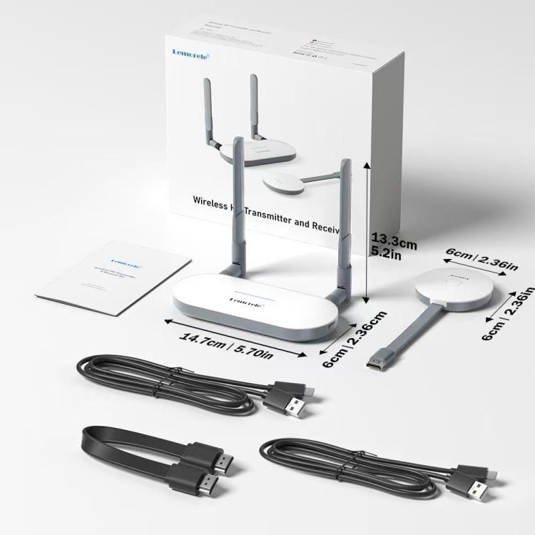 Lemorele G52R1 trådløst HDMI-sendersett / 1080p sender og mottaker med HDMI, VGA og lydutgang
